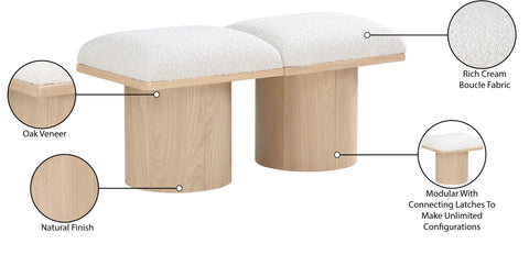 Celine Cream Boucle Fabric Upholstered Bench, 2-Piece