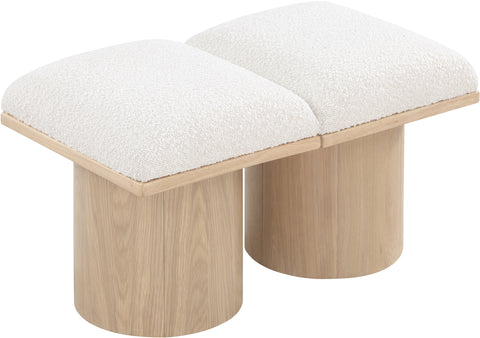 Louie Cream Boucle Fabric Bench A
