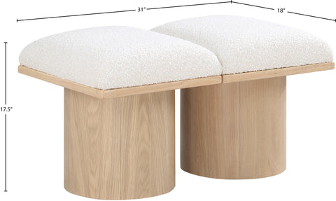 Celine Cream Boucle Fabric Upholstered Bench, 2-Piece (Style 2)