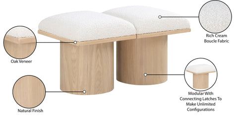 Celine Cream Boucle Fabric Upholstered Bench, 2-Piece (Style 2)