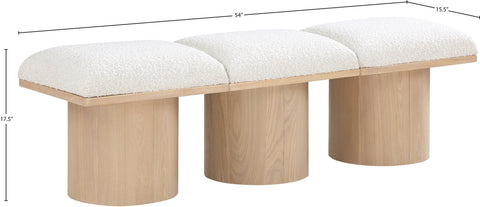 Celine Cream Boucle Fabric Upholstered Bench, 3-Piece