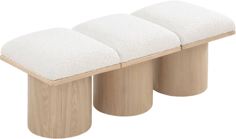 Louie Cream Boucle Fabric Bench A
