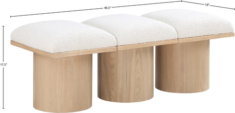 Celine Cream Boucle Fabric Upholstered Bench, 3-Piece (Style 2)