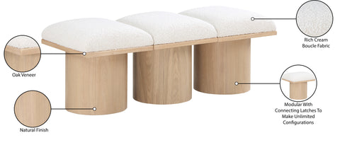 Celine Cream Boucle Fabric Upholstered Bench, 3-Piece (Style 2)