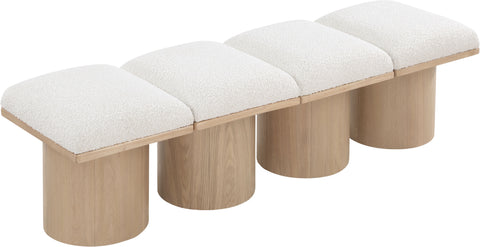Louie Cream Boucle Fabric Bench A