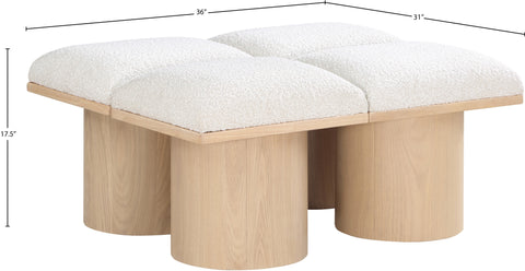Celine Cream Boucle Fabric Upholstered Bench, 4-Piece (Style 3)