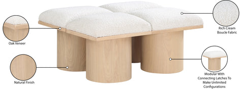 Celine Cream Boucle Fabric Upholstered Bench, 4-Piece (Style 3)