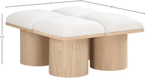 Celine Cream Boucle Fabric Upholstered Bench, 4-Piece (Style 4)