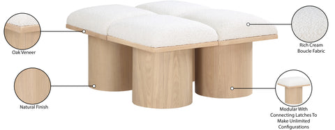 Celine Cream Boucle Fabric Upholstered Bench, 4-Piece (Style 4)