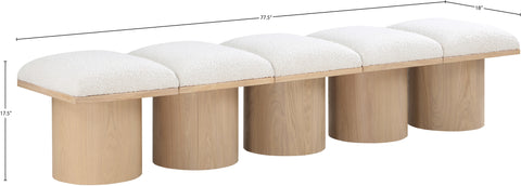 Celine Cream Boucle Fabric Upholstered Bench, 5-Piece (Style 2)
