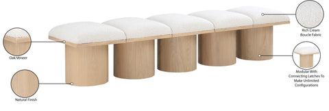 Celine Cream Boucle Fabric Upholstered Bench, 5-Piece (Style 2)