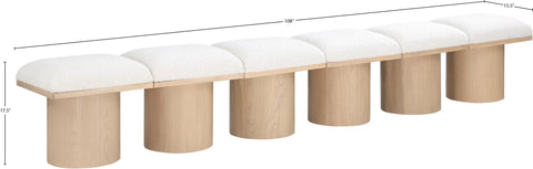 Celine Cream Boucle Fabric Upholstered Bench, 6-Piece