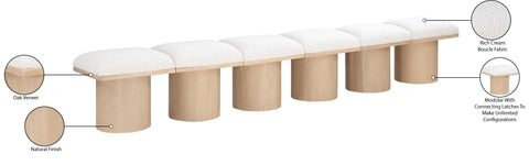 Celine Cream Boucle Fabric Upholstered Bench, 6-Piece