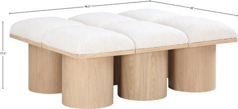 Celine Cream Boucle Fabric Upholstered Bench, 6-Piece (Style 4)