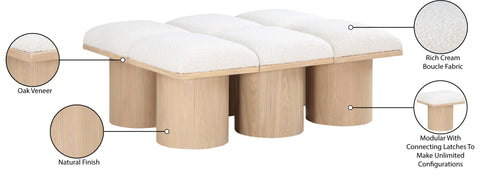 Celine Cream Boucle Fabric Upholstered Bench, 6-Piece (Style 4)