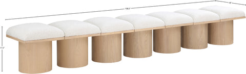 Celine Cream Boucle Fabric Upholstered Bench, 7-Piece (Style 2)