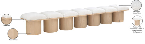 Celine Cream Boucle Fabric Upholstered Bench, 7-Piece (Style 2)