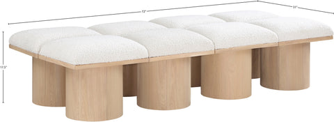 Celine Cream Boucle Fabric Upholstered Bench, 8-Piece
