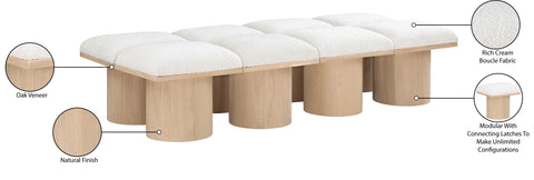Celine Cream Boucle Fabric Upholstered Bench, 8-Piece