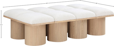 Celine Cream Boucle Fabric Upholstered Bench, 8-Piece (Style 2)