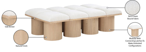 Celine Cream Boucle Fabric Upholstered Bench, 8-Piece (Style 2)