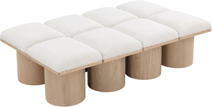 Louie Cream Boucle Fabric Bench D