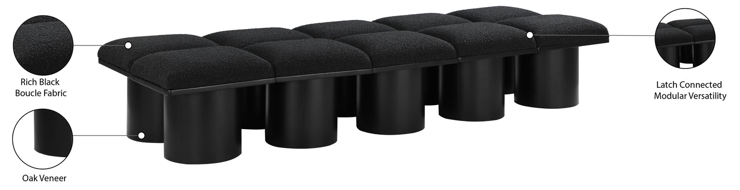 louie black boucle fabric bench c