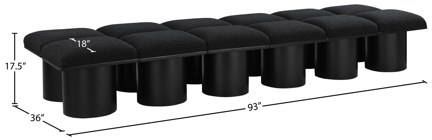 louie black boucle fabric bench c