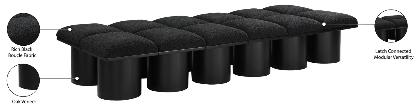 louie black boucle fabric bench d