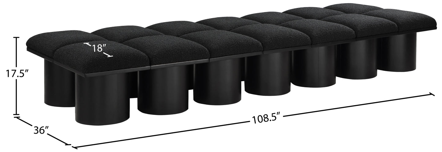 louie black boucle fabric bench d