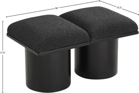 Celine Black Boucle Fabric Upholstered Bench, 2-Piece (Style 3)