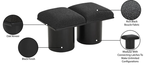 Celine Black Boucle Fabric Upholstered Bench, 2-Piece (Style 3)