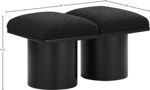 Celine Black Boucle Fabric Upholstered Bench, 2-Piece (Style 2) (Style 2)