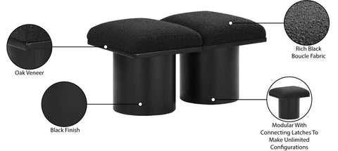 Celine Black Boucle Fabric Upholstered Bench, 2-Piece (Style 2) (Style 2)