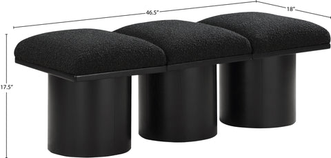 Celine Black Boucle Fabric Upholstered Bench, 3-Piece (Style 2) (Style 2)