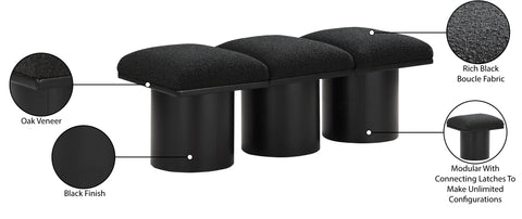 Celine Black Boucle Fabric Upholstered Bench, 3-Piece (Style 2) (Style 2)