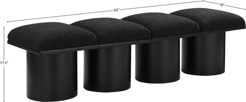 Celine Black Boucle Fabric Upholstered Bench, 4-Piece (Style 2) (Style 2)