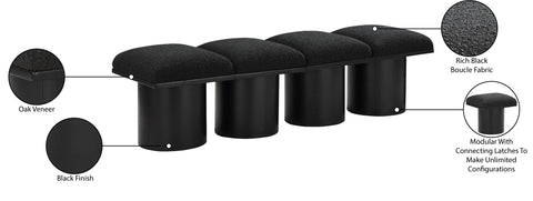 Celine Black Boucle Fabric Upholstered Bench, 4-Piece (Style 2) (Style 2)
