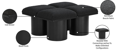 Celine Black Boucle Fabric Upholstered Bench, 4-Piece (Style 3) (Style 2)