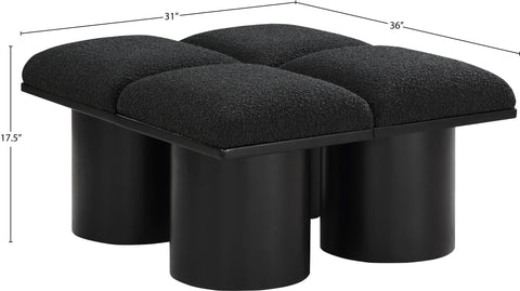 Celine Black Boucle Fabric Upholstered Bench, 4-Piece (Style 4) (Style 2)