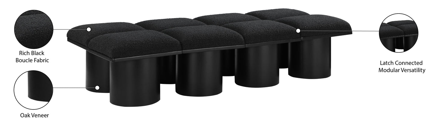 louie black boucle fabric bench c