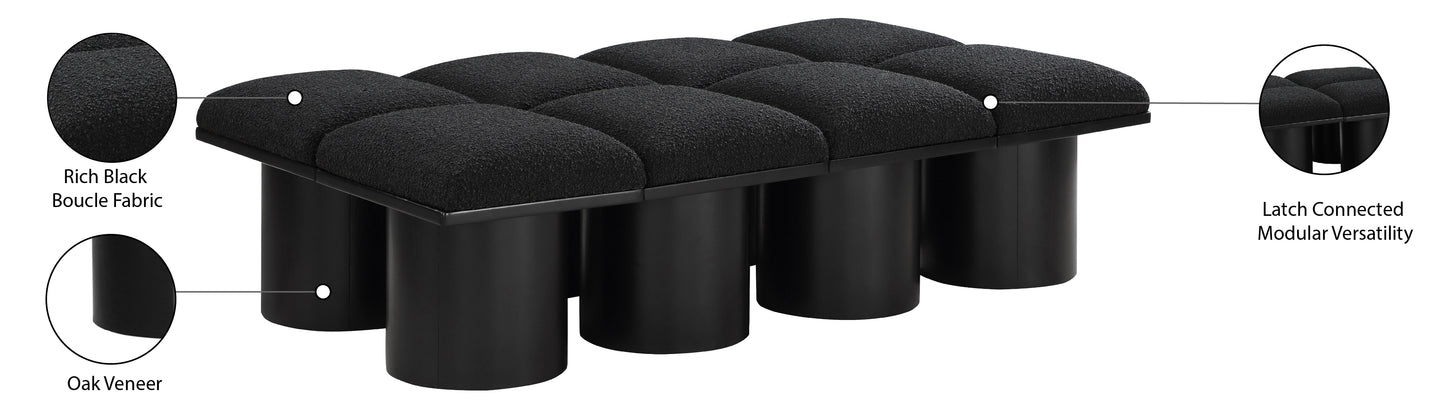 louie black boucle fabric bench d