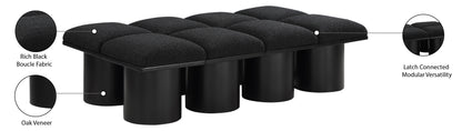 Louie Black Boucle Fabric Bench D