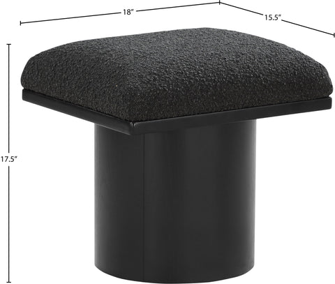 Celine Black Boucle Fabric Upholstered Stool, 1 Piece (Style 2)