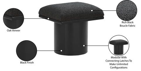 Celine Black Boucle Fabric Upholstered Stool, 1 Piece (Style 2)