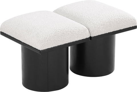 Louie Cream Boucle Fabric Bench A