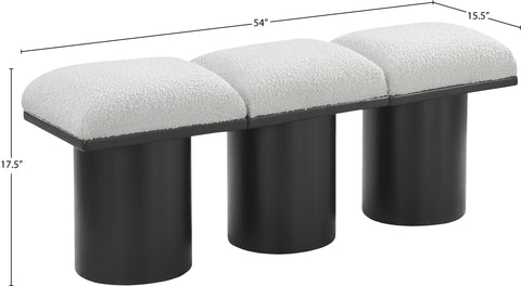 Celine Cream Boucle Fabric Upholstered Bench, 3-Piece (Style 3)