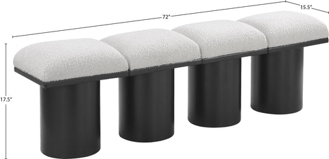 Celine Cream Boucle Fabric Upholstered Bench, 4-Piece (Style 5)