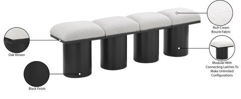 Celine Cream Boucle Fabric Upholstered Bench, 4-Piece (Style 5)
