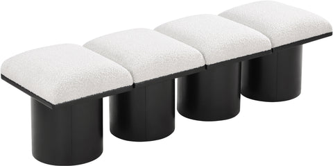 Louie Cream Boucle Fabric Bench A